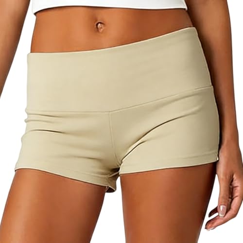 Image of Women Low Waist Lounge Shorts Fold Over Skinny Pajamas Shorts Summer Casual Pj Bottom Sleep Shorts