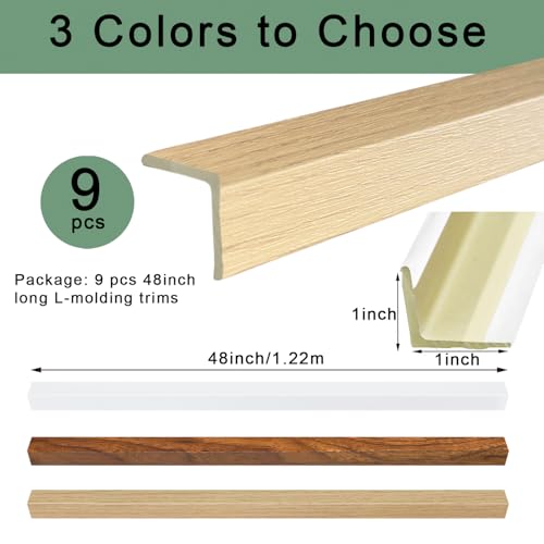 Image of 9Pcs 48 inch Wall Corner Protector,Wood Grain Wall Edge Strip Guards Trim,Oak