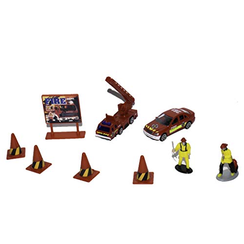 Set de pompier 10 pièces : camion et figurines de sauvetage miniatures pour enfants