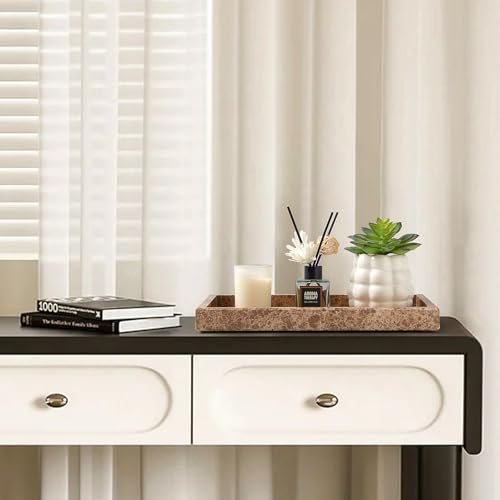 Image of Marble Bathroom Tray,Pure Natural Vanity Tray,Marble Tray for Kitchen Counter Non-Ceramic /Non-Resin,Stone Trays 12 x 8 inch (Dark Brown)