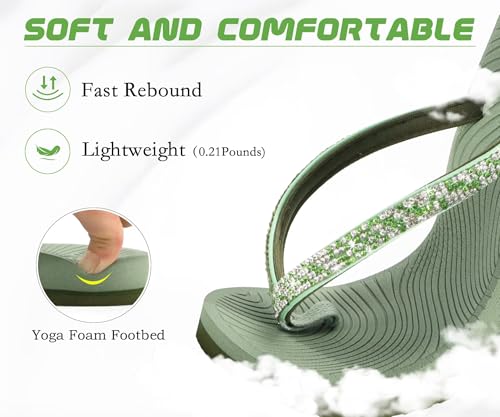 Image of KuaiLu Women's Rhinestone Flip Flops Arch Support Yoga Mat Cushion Sandals