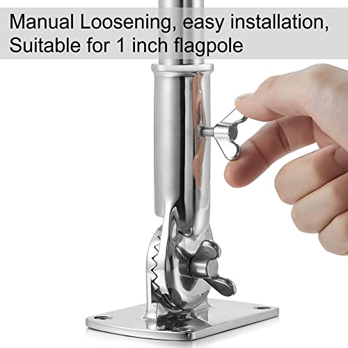 Zomchain Flag Pole Bracket, Flag Pole Holder - 316 Marine Grade Stainless Steel, Heavy Duty For 1Inch Flag Pole Mount #TOP3
