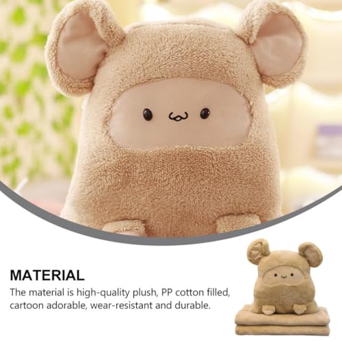 Couverture en peluche marron et oreiller zippé VICASKY pour sieste
