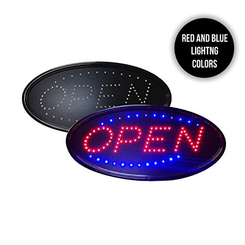 Open Neon Sign LED Electronic Display for Business Bar Barber Salon Ultra Bright Blue and Red Light