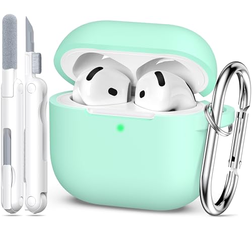Coque AirPods 4 silicone vert menthe : protection idéale pour le sport