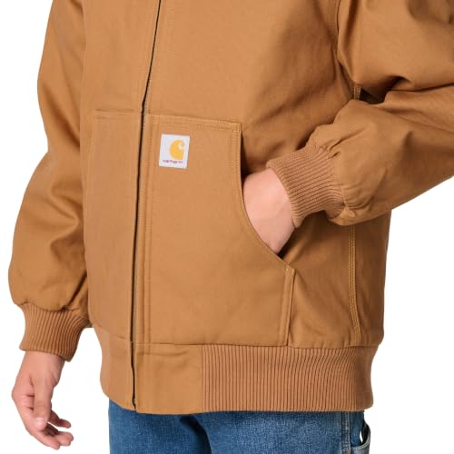 Image of Carhartt Boys' Flannel-Lined Hooded Canvas Insulated Zip-Up Jacket
