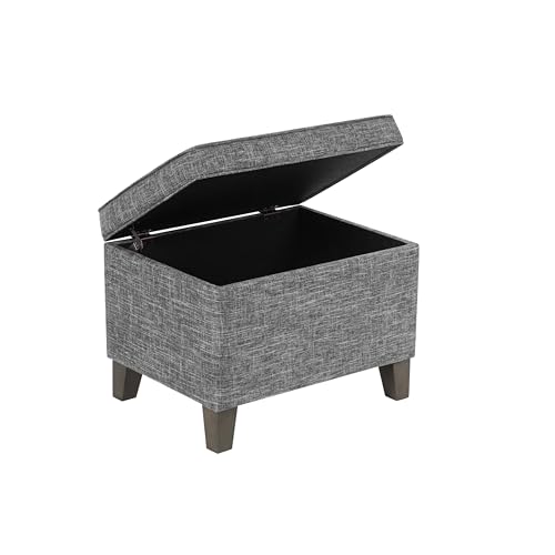 Image of HomePop 24 inch Medium Square Storage Ottoman - Grey