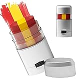 Con un trazo tendrás rápidamente todos los colores a la vez. Con un simple giro, puedes desenroscar el maquillaje en el dispensador antes de usar o volver a guardarlo en la lata. Con la tapa, el recipiente se cierra de forma higiénica.