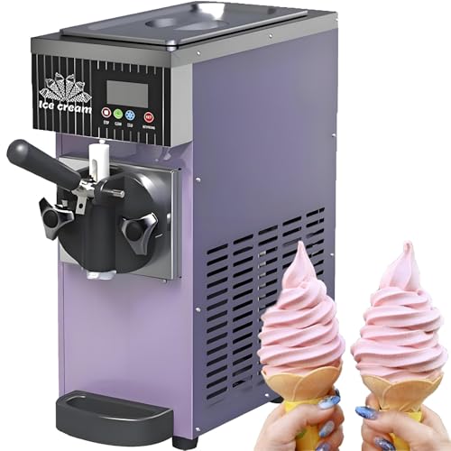 GLBMXDD Máquina Comercial para Hacer Helados, máquina de Helado Suave de sobremesa, producción de 4-5 kg/h, Limpieza con un Solo Clic y enfriamiento rápido, con Panel LCD. Purple