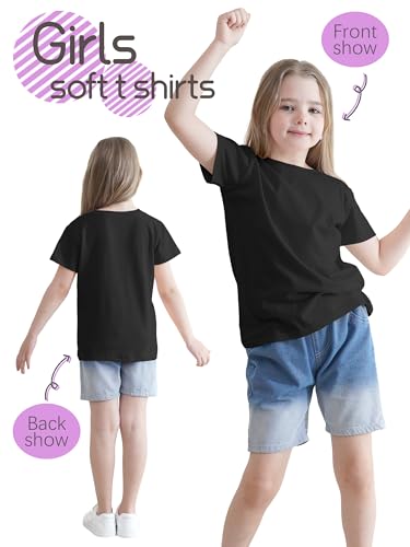 Image of 5 Pack Girls Shirts Short Sleeve T-Shirts Cotton Tshirts Tees Kids Clothes | Classic Fit Shirts for 2T-18Y, Mix & Match Clothes for School /Play /Summer Wear, Soft & Breathable, Long-lasting & Easy Care