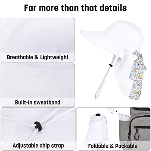 Image of Womens Sun Hats Neck Flap Large Brim UV Protection Foldable Fishing Hiking Cap