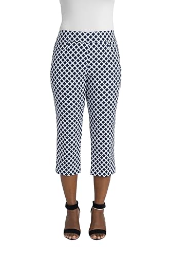 Image of Briggs New York Women's Pull on Stretch Capri Pants High Waist Crop Straight Leg with Pockets 21 inch Inseam