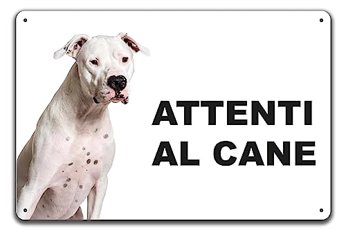 Phonecasing Cartello Segnale Attenti al Cane in Alluminio 3 mm Composito (30 cm x 20 cm, Dogo Argentino)