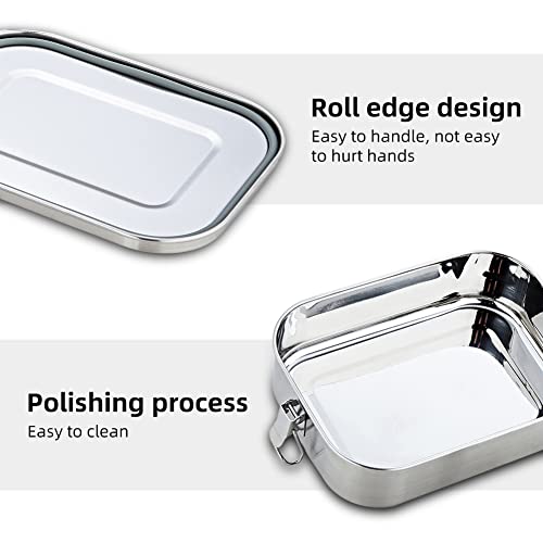Henniu Recipiente de almoço de aço inoxidável 304 - Recipiente de almoço de metal com 2 compartiment