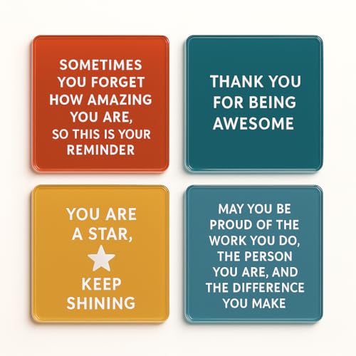 Acrylic Coaster Set of 4 with Motivational Quotes - Uplifted Clarity Inspirational Gift for Friends & Colleagues