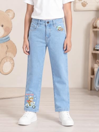 Image of KiddoPanti Boys Regular Fit Denim Pant | Stretch Poly Cotton Denim | Regular Fit Full Length Pant | Back Elasticated & Button with Zip Open Fly