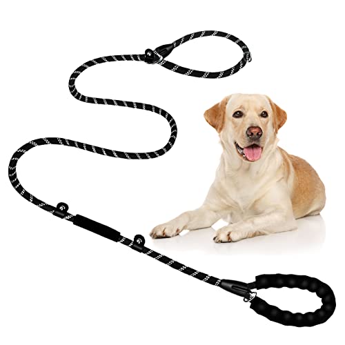 Retrieverleine für Hunde, langlebig, verstellbar, für kleine, mittelgroße und große Hunde, 185 cm, Trainingsleine für Hunde mit weich gepolstertem Griff (schwarz) Cover