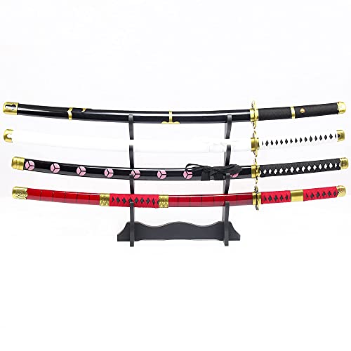 minghu Handmade Katana Cosplay Anime Sword, Roronoa Zoro Swords, Kitetsu, Shusui, Wado wado ichimonjiï¼ŒYubashiri JapaneseSamurai Swordï¼Œ4Piece Set (4Piece Set)