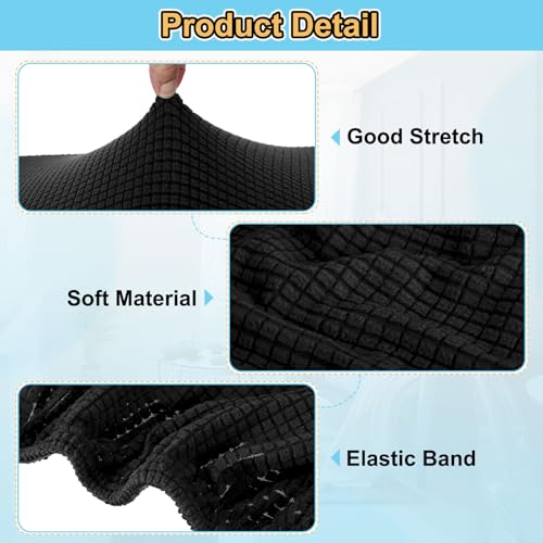 uxcell Stretch Ottoman Cover w/Elastic Fit 101cm/40 L Large Black by uxcell - Used condition - Image 3