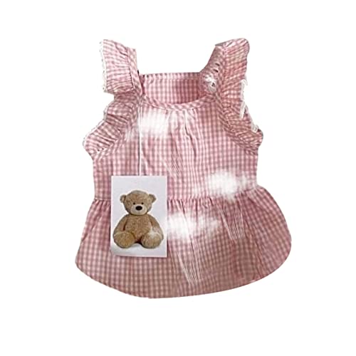 Vestido Xadrez Cão - Menina Cute Princess Dog Dresses Spring Summer Puppy Bunny Rabbit Clothes - Rou