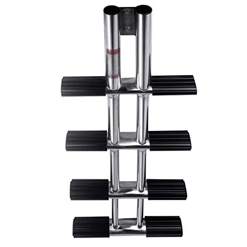 Hoffen 4 Steps Boat Ladder Stainless Steel Telescopic Ladder Dual Vertical Telescoping Tube with 2.56