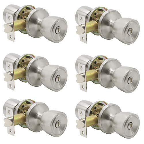 Probrico Tulip Privacy Door Knobs, Keyless Stainless Steel Door Locks For Bed And Bath With A Classic Brushed Nickel Finish(6 Pack) #TOP25