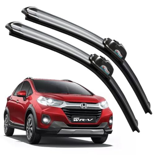 Image of Frameless Rubber Car Wiper Blades Set of 2 Compatible with (WR-V (Model : 2015-2020) (D-24,P-14))