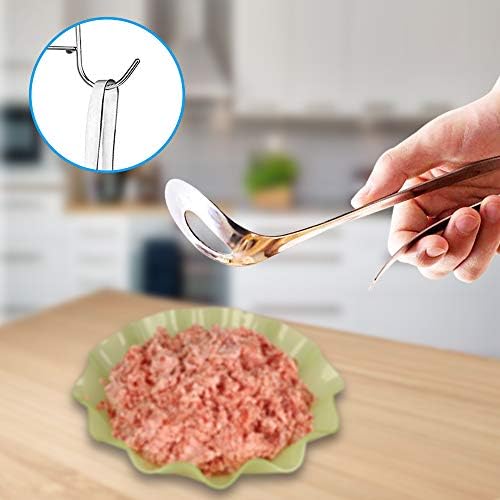 Melon Baller Tong & 2 Pcs Meat Spoon maker with Long Handle, AIFUDA Stainless Steel Nonstick Meatball Maker Tool Ice Cream Scoop with Hole