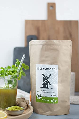 Foto von Gerstengraspulver BIO 500 g | gemahlenes Gerstengras aus kontrolliert biologischem Anbau | 100% naturrein ohne Zusätze | abgefüllt in Deutschland | bioKontor