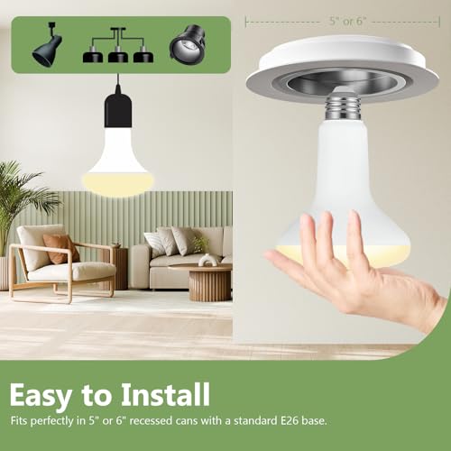 Image of Sigalux BR30 LED Light Bulbs, Dimmable Flood Lights for Recessed Cans, 65W Replacement, 2700K Soft White, 650LM Brightness, E26 Medium Base, 110 Degree Beam Angle, Indoor Ceiling Lighting, 12 Pack