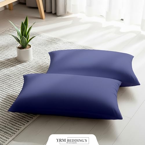 Image of YRM Bedding's - Egyptian Cotton 600TC Pillow Cover | Premium Pillowcases | Luxury Bedding-Export Collection | High Thread Count Durable & Breathable Covers - Medium Blue |[18''x30''] Inches