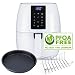 NELLI'S® Freidora de aire caliente sin aceite profesional 5,5 litros XL freír olla rejilla cesta bandeja accesorios sin PFOA Oil Free Temperatura Programas Air Fryer Blanca Recetario 1700 W