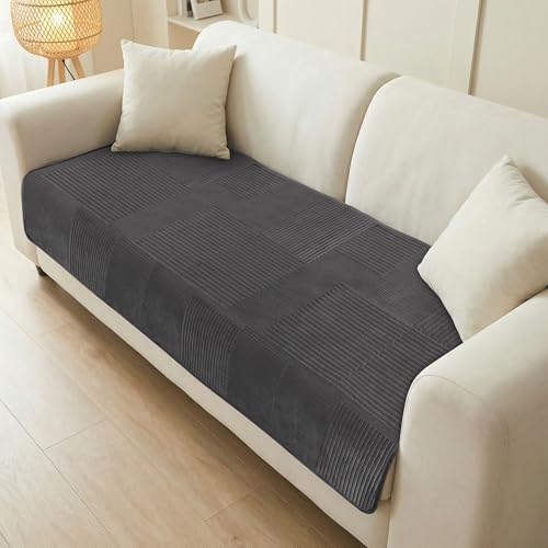 VIRETH HAUS Housse de canapé en velours cristal doux antidérapant avec motif géométrique - Protection universelle pour canapé multi-tailles pour salon 1-4...