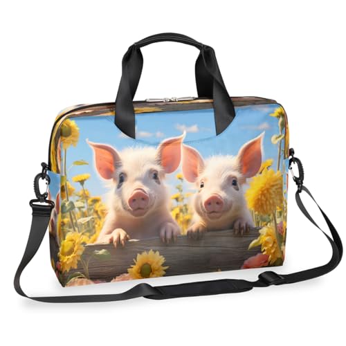 Bolsa para laptop con diseño de cerdito y girasol miniatura 1