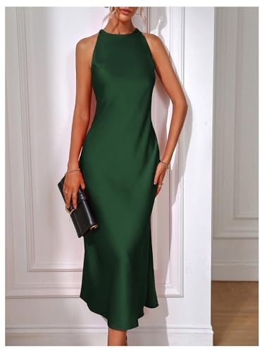 Image of Floerns Women's Elegant Sleeveless Crew Neck Maxi Dress Slit Cocktail Tank Dress