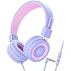 casque audio enfant, iclever casque filaire pour enfants, serre tête ajustable, son stéréo, fils pliables, fils démêlés, prise auxiliaire 3.5 mm, 85/94 db volume limité, casque pour enfants