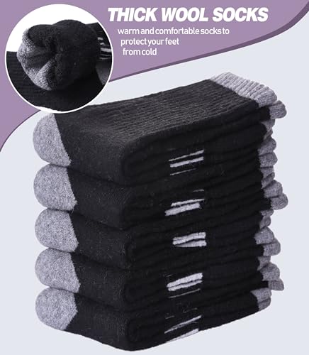 Image of DYW Womens Merino Wool Hiking Socks Thermal Warm Winter Boot Crew Socks Cushion Work Walking Gift Socks 5 Pairs