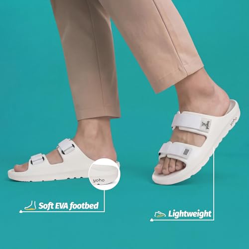Image of YOHO Wilo Double Strap Sliders for Men | Cushioned & Lightweight | Adjustable Strap | Comfortable Monsoon Footwear & Rainy Sandals