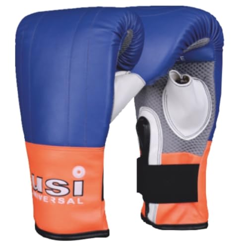 Image of USI Universal 617LHB Crusher Bag Boxing Gloves for Men & Women, Synthetic Leather Punching Gloves, Light Weight Padding, Elasticated Hook & Loop Closure (Large /X-Large, Blue /Orange)