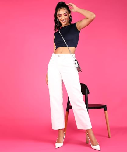 Image of POPWINGS Casual Self-Design Round-Neck Sleeveless Crop Top for Women || Summer Wear Crop Tops for Women || Stylish Western Regular Wear Women Crop Tops