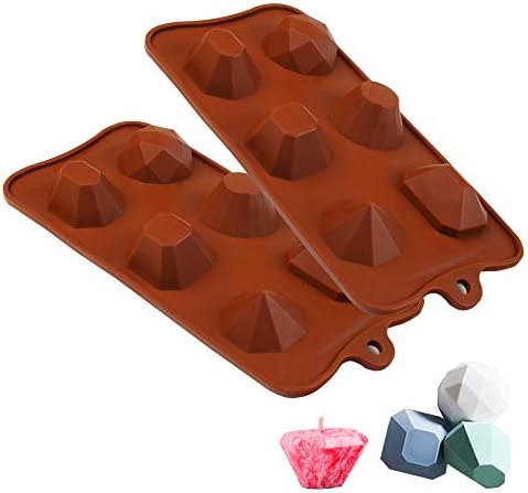 Gem Stones Silicone Candle Molds Diamond Silicone Molds for Jewelry Making Crystal Epoxy Resin, UV Resin, Clay, Candy Chocolate Ice Cube Tray Set of 2