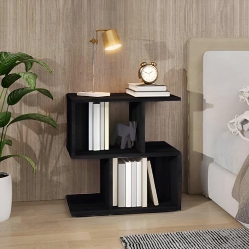 Image of MATTERHORN Engineered Wood Bedside Table with Shelves - Modern End Table for Bedroom & Living Room, DIY Assembly, Chestnut Black Finish (50 x 30 x 51.5 cm, Model MOBT-93101)