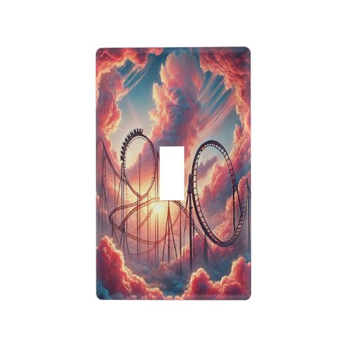 Rollercoaster Sunset Cloud Light Switch Cover Decorative Receptacle Outlet Wall Plate Guard Plastic Outlet Covers for Living Room Home Decor Kitchen (Toggle Switch)