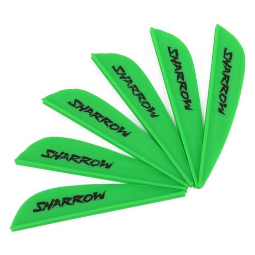 Poearcus 50 PCS Archery Arrow Feather Fletching 1.75/2.6 Inch DIY Rubber Vanes Arrow feathers with windbreak notches Hunting Targeting Arrows Accessories (Green, 2.6 inch teardrop)