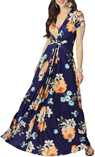 Image of KOH KOH Womens Long Flowy Cap Sleeve Empire Waist Cocktail Maxi Dress Gown