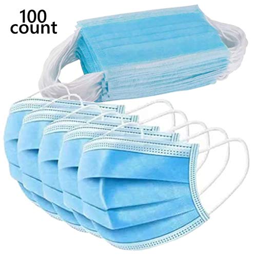 KatzendaÃ¼gs Disposable Surgical Face Mask with Earloops - Blue 3-Ply Face Nose and Mouth Protection - 100 Count