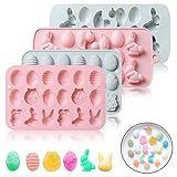 4PCS Easter Silicone Chocolate Molds, Egg Rabbit Duck Basket Shaped Candy Mold, LIOUCBD Easter Bakin