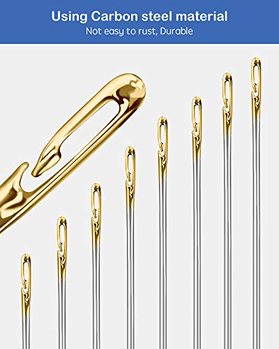 image for CIKKUE Self Threading Sewing Needles, 24PCS Embroidery Needles for Han