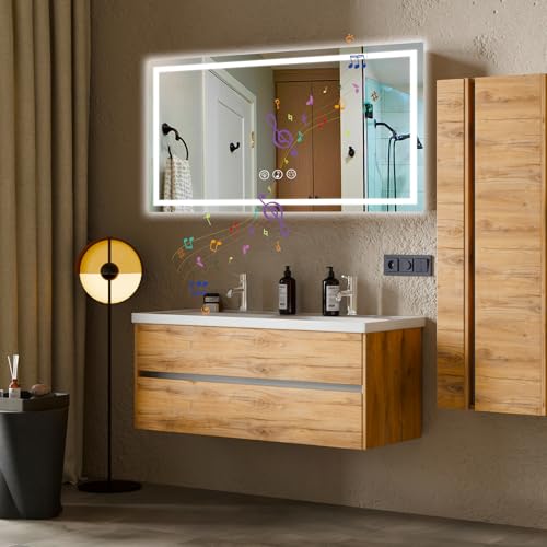 Simusi 600X1000MM Bluetooth LED Bathroom Mirror with Lights– Illuminated Bathroom Vanity Mirror with LED Lights, Anti-Fog Wall-Mounted Light up for Makeup, 3-Color Dimmable, IP44, Tempered Glass - Image 10