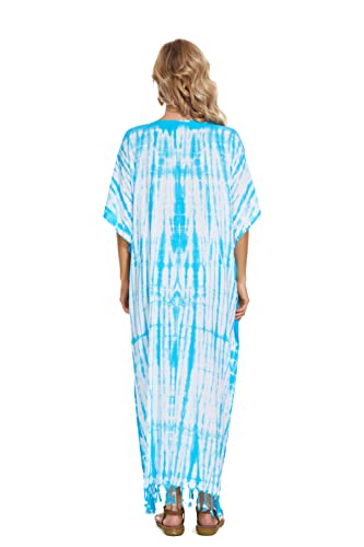 Image of Beautybatik Women Hippie Tie Dye Caftan Kaftan Loungewear Maxi Plus Size Long Dress XL to 4X